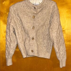 Zara Beige Cable Knit Cardigan girls 10/12